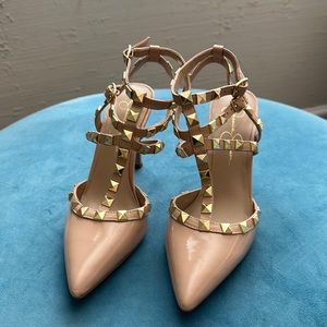 Studded nude heels